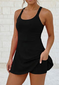 Twisted Strappy Back Active Mini Dress with Shorts